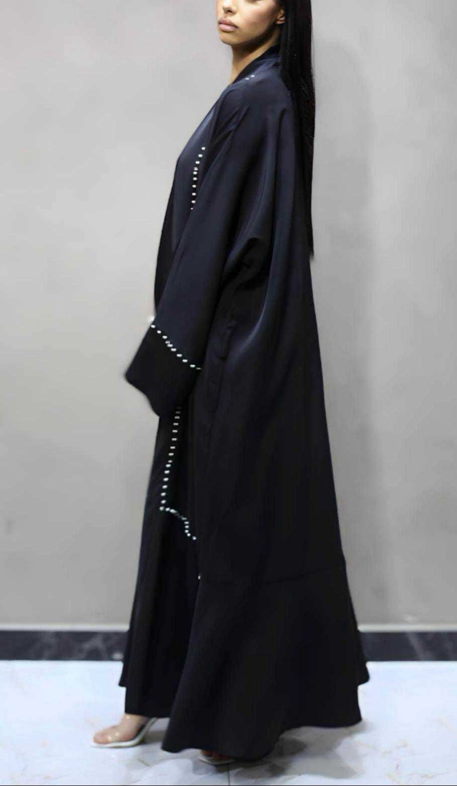 Kimono perle et strass luxe Khaliji - Tendance Hijab