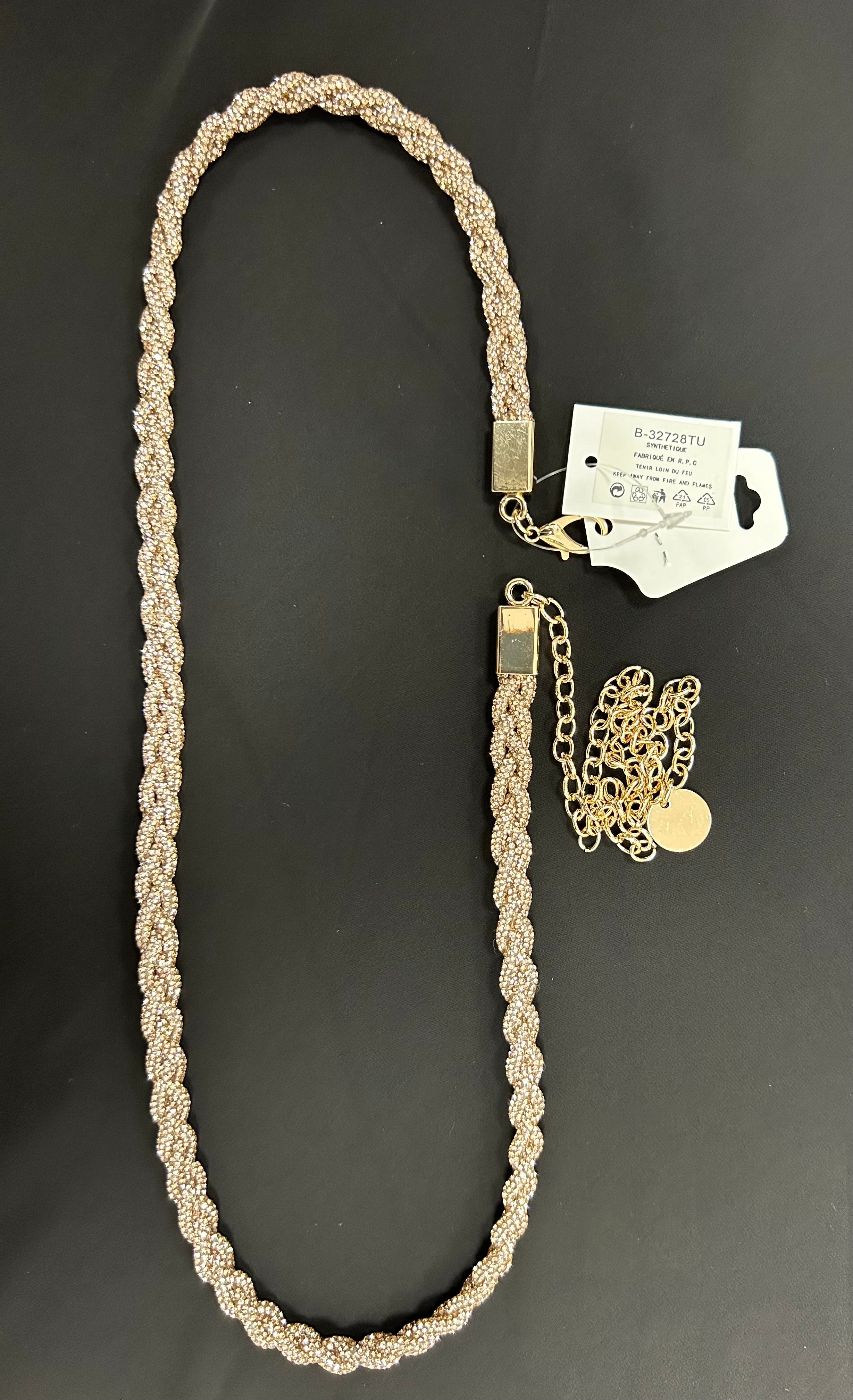 Ceinture tressée à strass