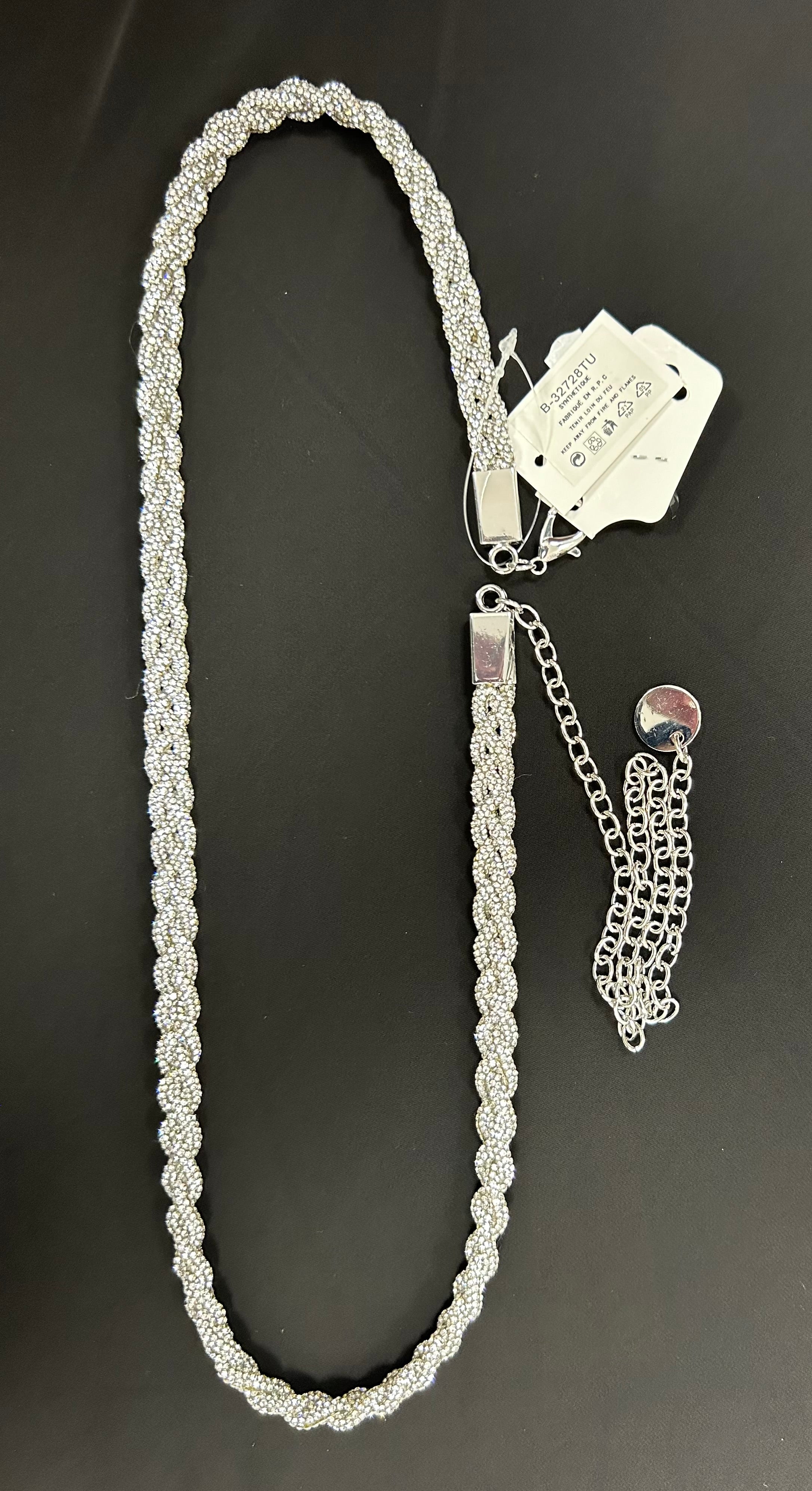 Ceinture tressée à strass