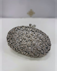 Pochette de soirée à strass avec motif floral décoratif, vue 1
