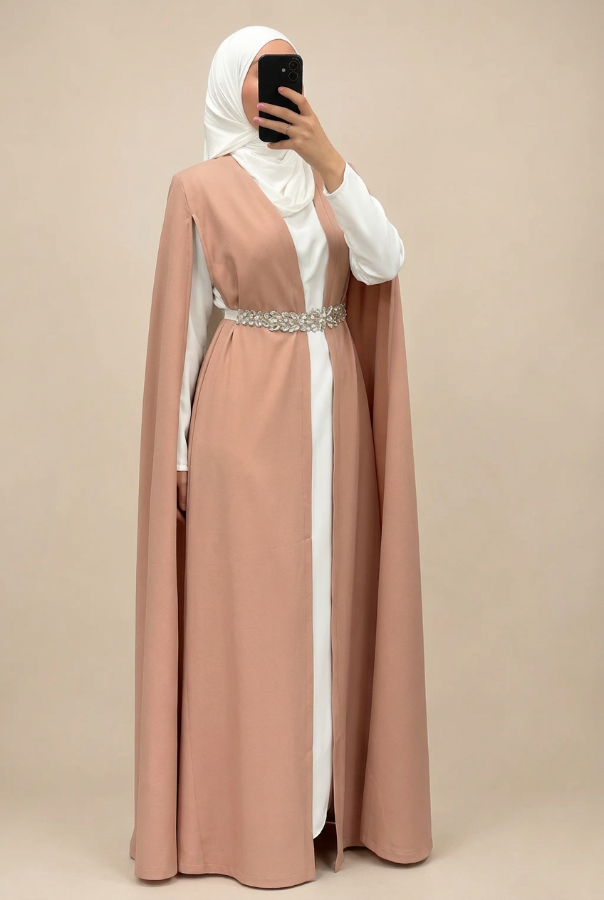 Ensemble satiné rose poudré