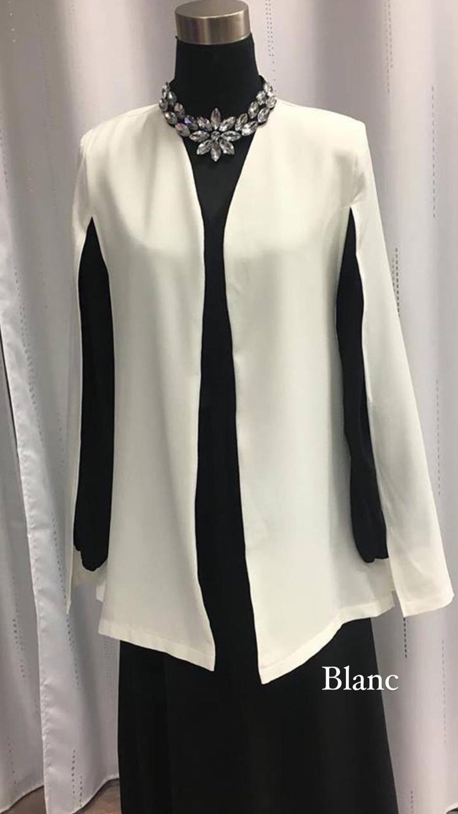 Cape élégance sans manches courte abaya hijeb hijab tunique jilbeb mode modeste fashion qalam dress boutique musulmane femme voilées hijab france robe abaya blanche
