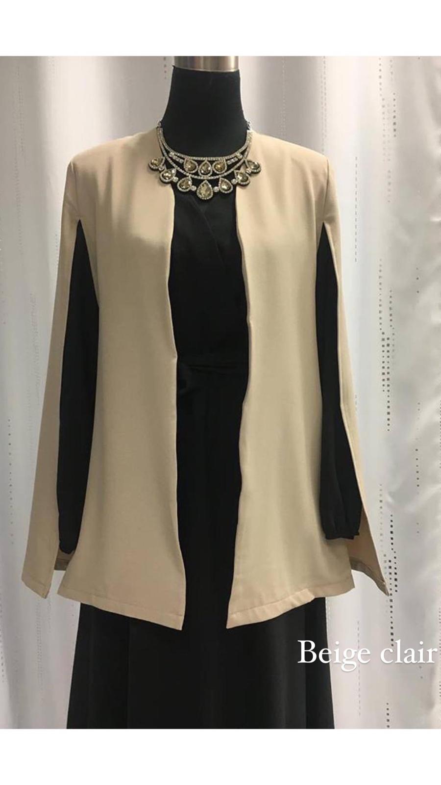 Cape élégance sans manches courte abaya hijeb hijab tunique jilbeb mode modeste fashion qalam dress boutique musulmane femme voilées hijab france robe abaya blanche