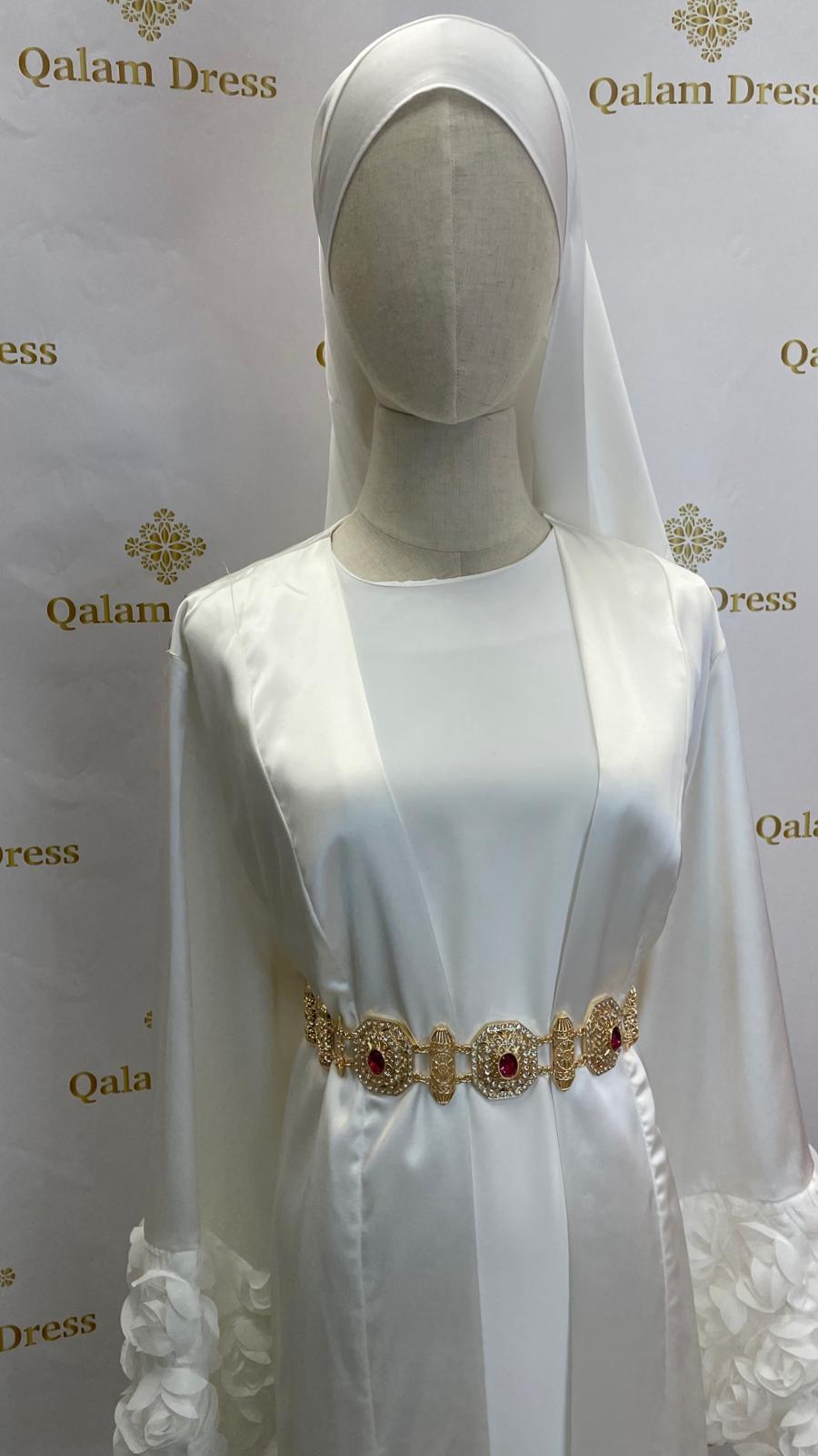 Ceinture caftan mariage oriental  mode modste hijab mariage abaya hijeb hijab tunique jilbeb mode modeste fashion qalam dress boutique musulmane femme voilées hijab france robe abaya blanche