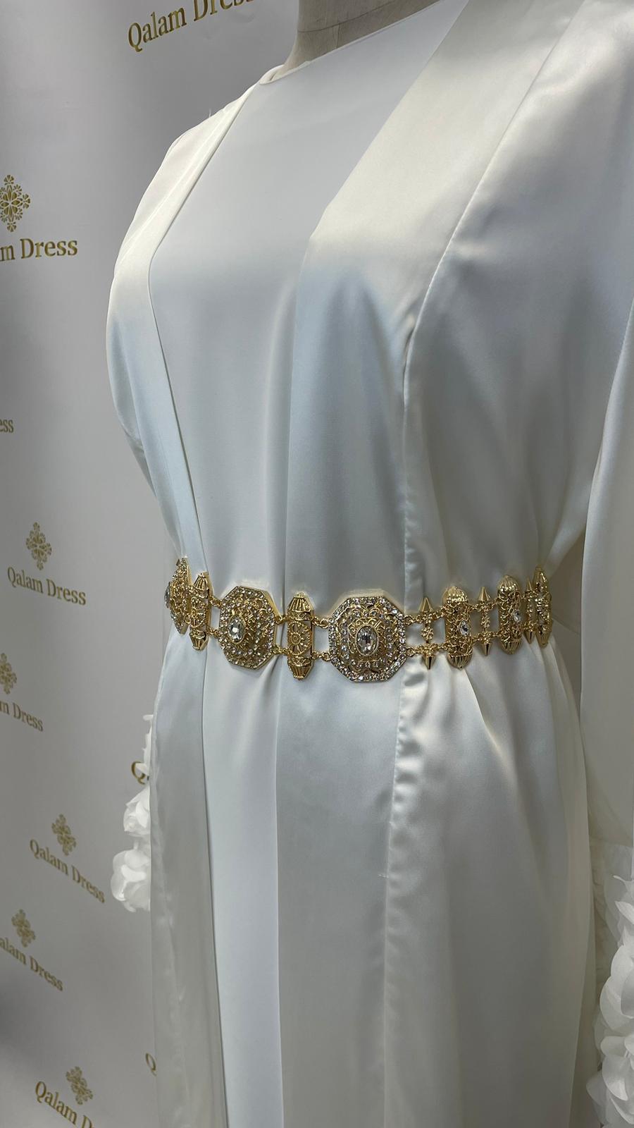 Ceinture caftan mariage oriental  mode modste hijab mariage abaya hijeb hijab tunique jilbeb mode modeste fashion qalam dress boutique musulmane femme voilées hijab france robe abaya blanche
