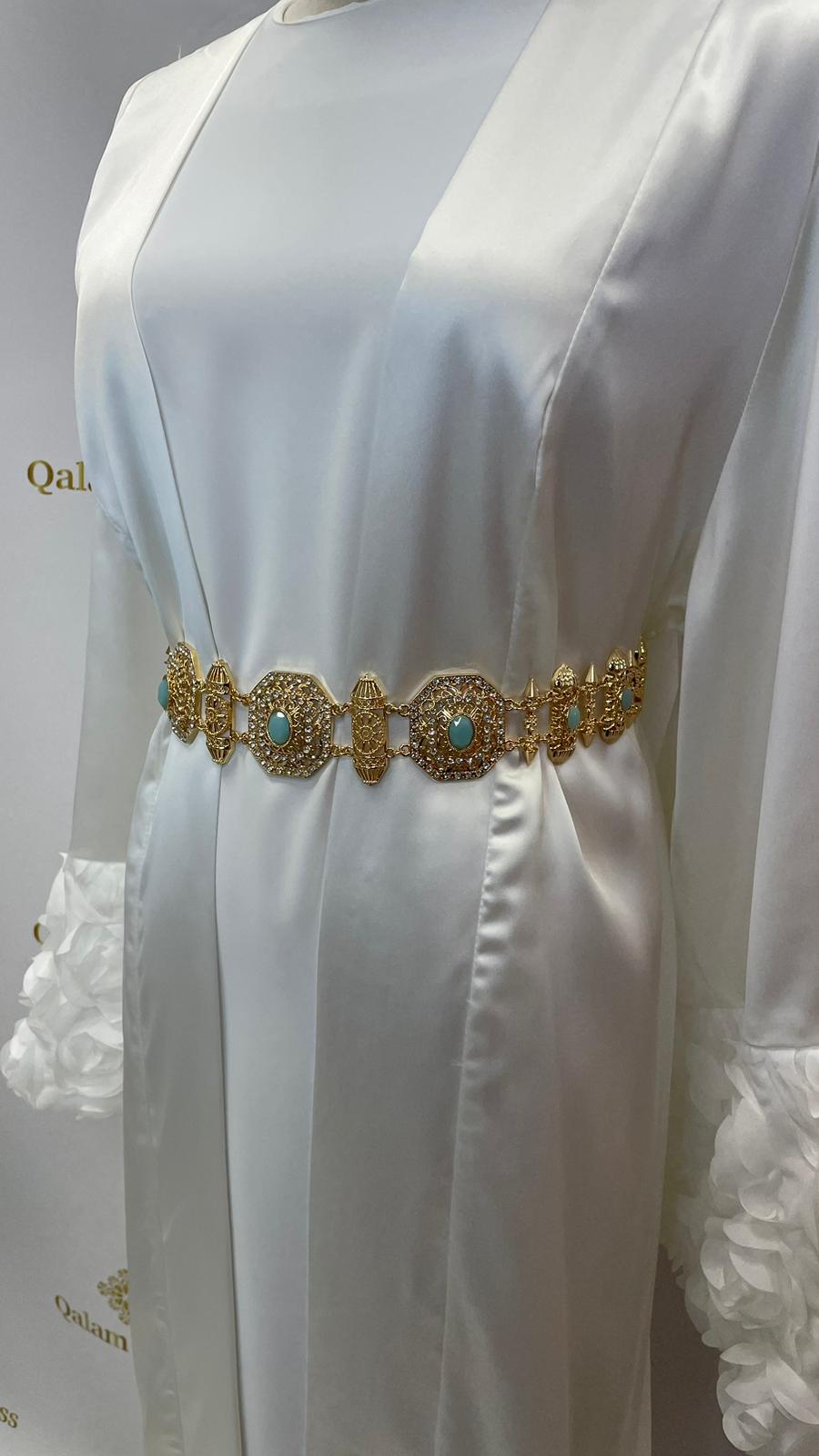 Ceinture caftan mariage oriental  mode modste hijab mariage abaya hijeb hijab tunique jilbeb mode modeste fashion qalam dress boutique musulmane femme voilées hijab france robe abaya blanche