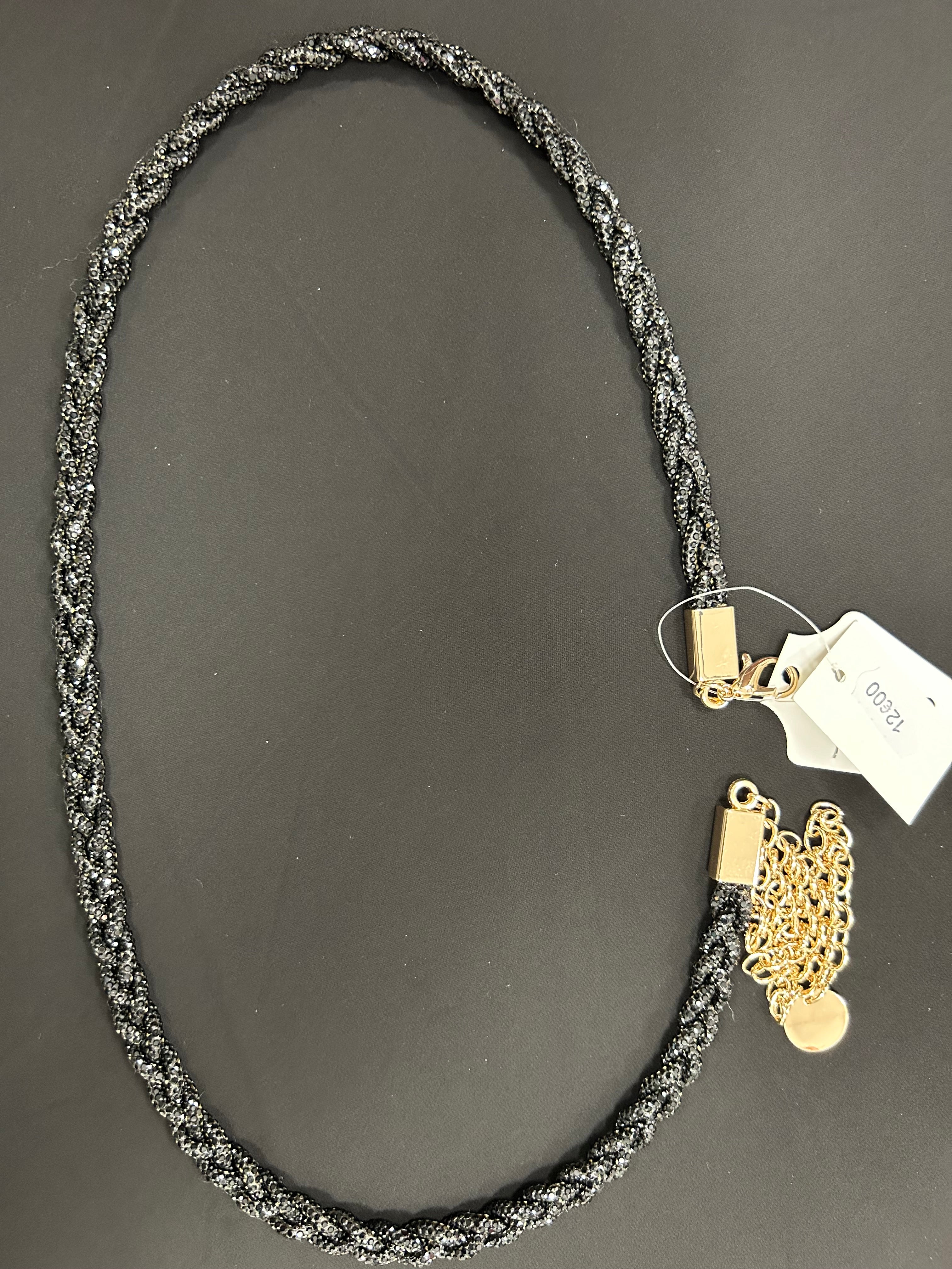 Ceinture tressée à strass
