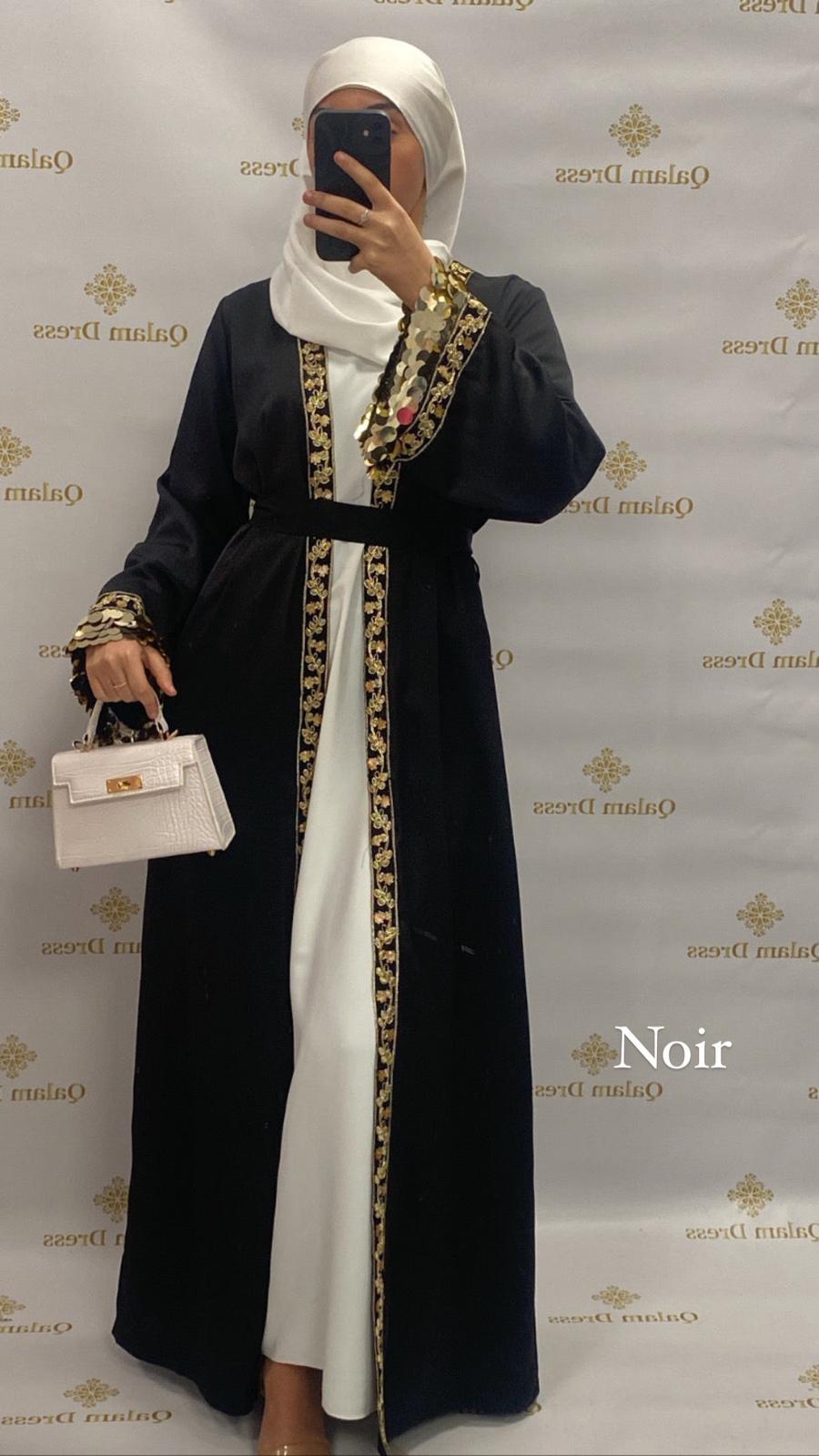 Kimono Naiyla aid vibes abaya hijeb hijab tunique jilbeb mode modeste fashion qalam dress boutique musulmane femme voilées hijab france robe abaya blanche