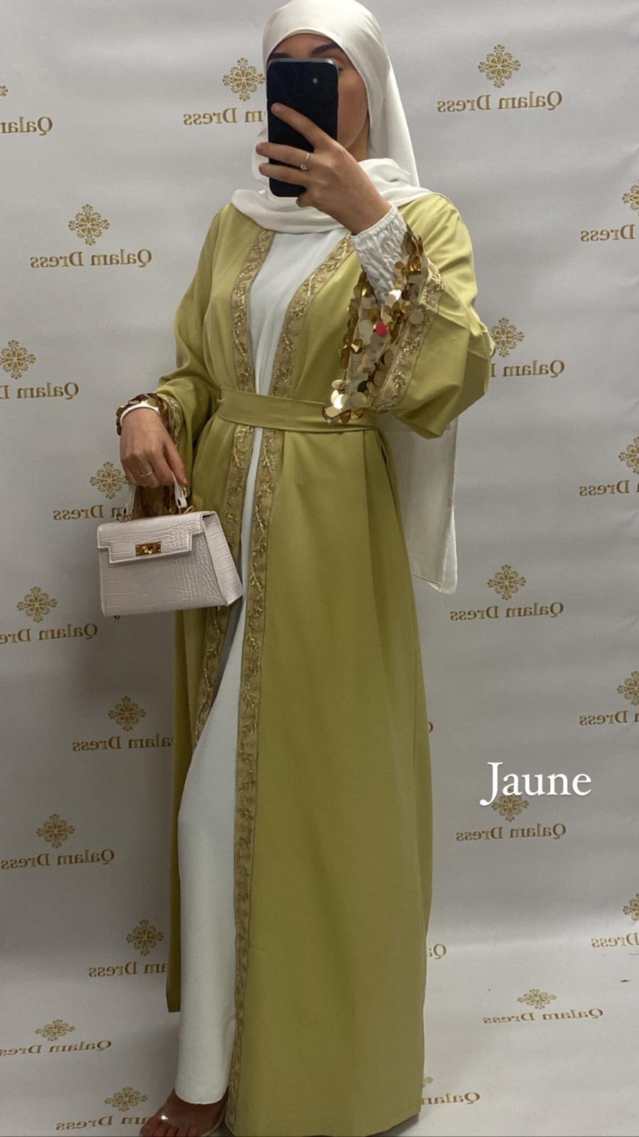 Kimono Naiyla aid vibes abaya hijeb hijab tunique jilbeb mode modeste fashion qalam dress boutique musulmane femme voilées hijab france robe abaya blanche