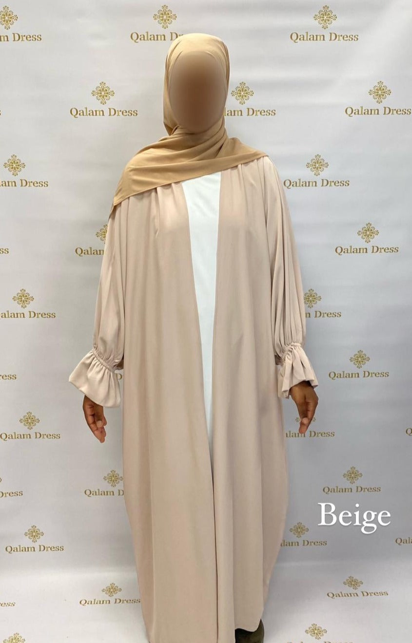 kimono soie de médine manche élastique abaya hijeb hijab tunique jilbeb mode modeste fashion qalam dress boutique musulmane femme voilées hijab france robe abaya blanche