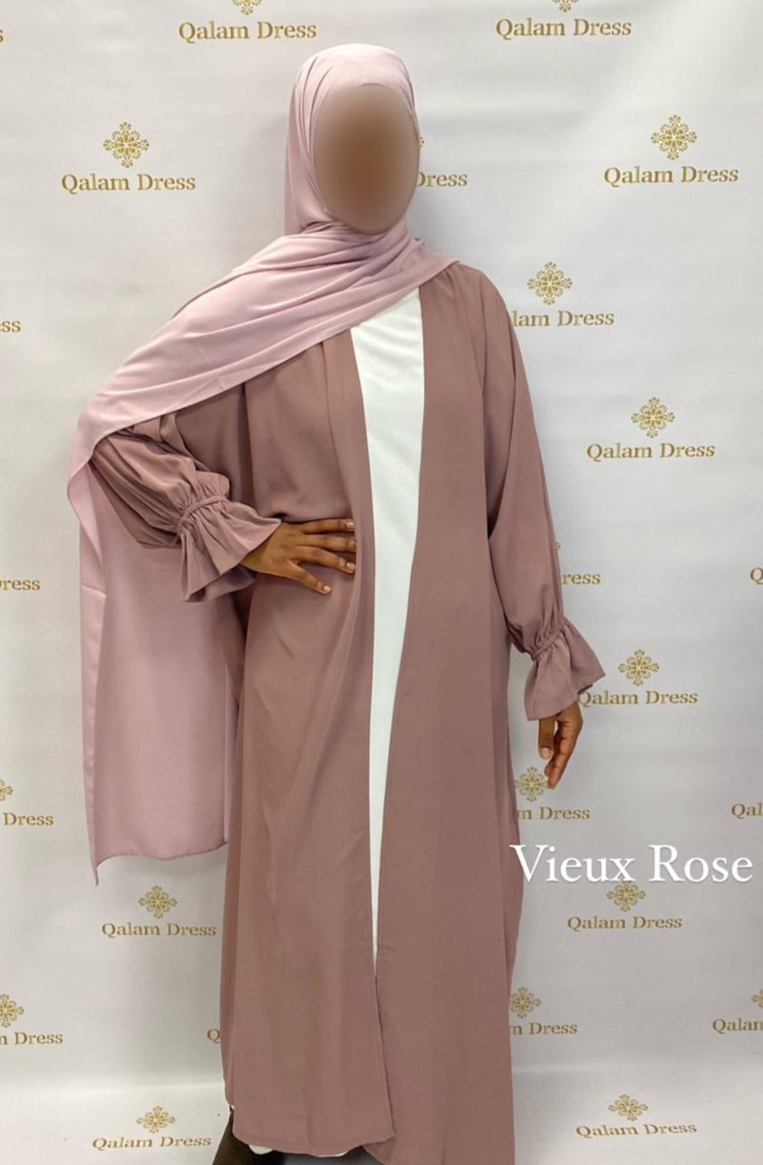 kimono soie de médine manche élastique abaya hijeb hijab tunique jilbeb mode modeste fashion qalam dress boutique musulmane femme voilées hijab france robe abaya blanche
