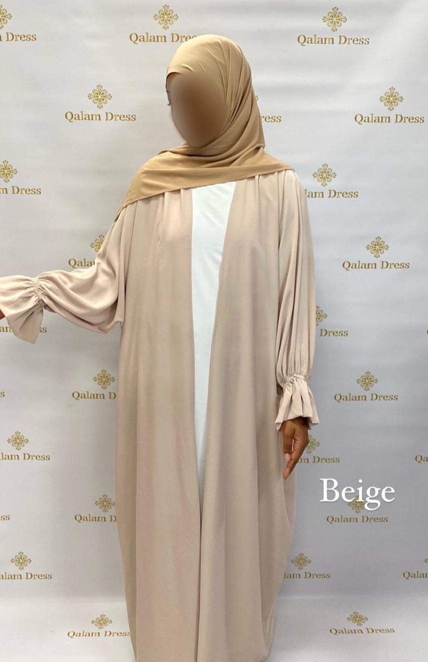 kimono soie de médine manche élastique abaya hijeb hijab tunique jilbeb mode modeste fashion qalam dress boutique musulmane femme voilées hijab france robe abaya blanche