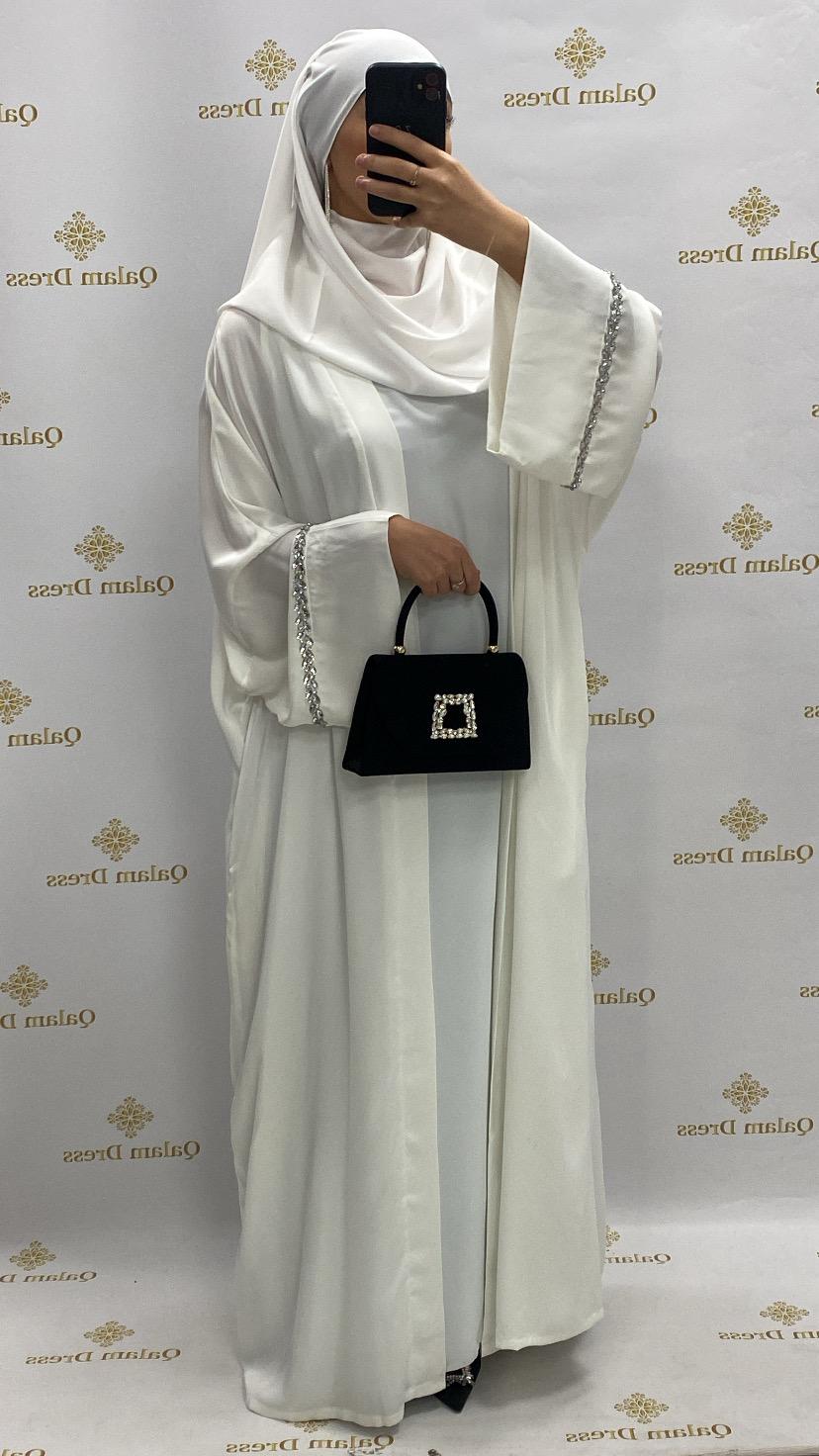 abaya hijeb hijab tunique jilbeb mode modeste fashion qalam dress boutique musulmane femme voilées hijab france robe abaya blanche