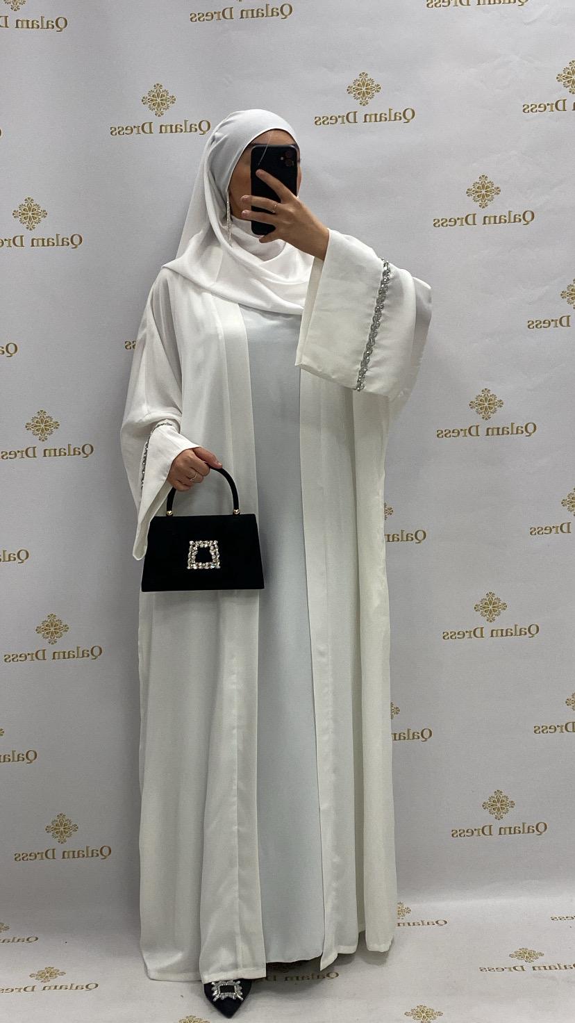 abaya hijeb hijab tunique jilbeb mode modeste fashion qalam dress boutique musulmane femme voilées hijab france robe abaya blanche