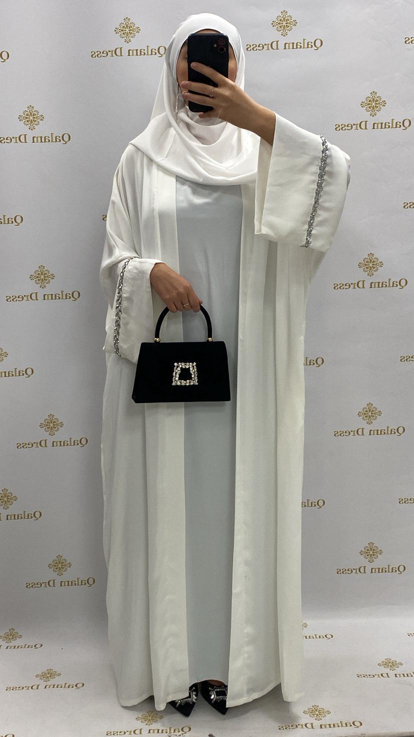 abaya hijeb hijab tunique jilbeb mode modeste fashion qalam dress boutique musulmane femme voilées hijab france robe abaya blanche