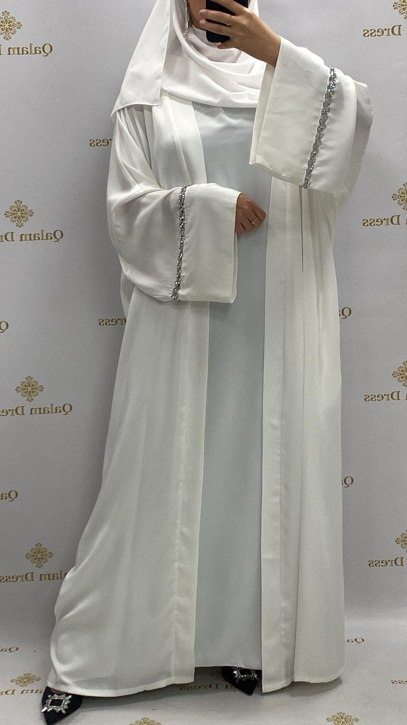 abaya hijeb hijab tunique jilbeb mode modeste fashion qalam dress boutique musulmane femme voilées hijab france robe abaya blanche