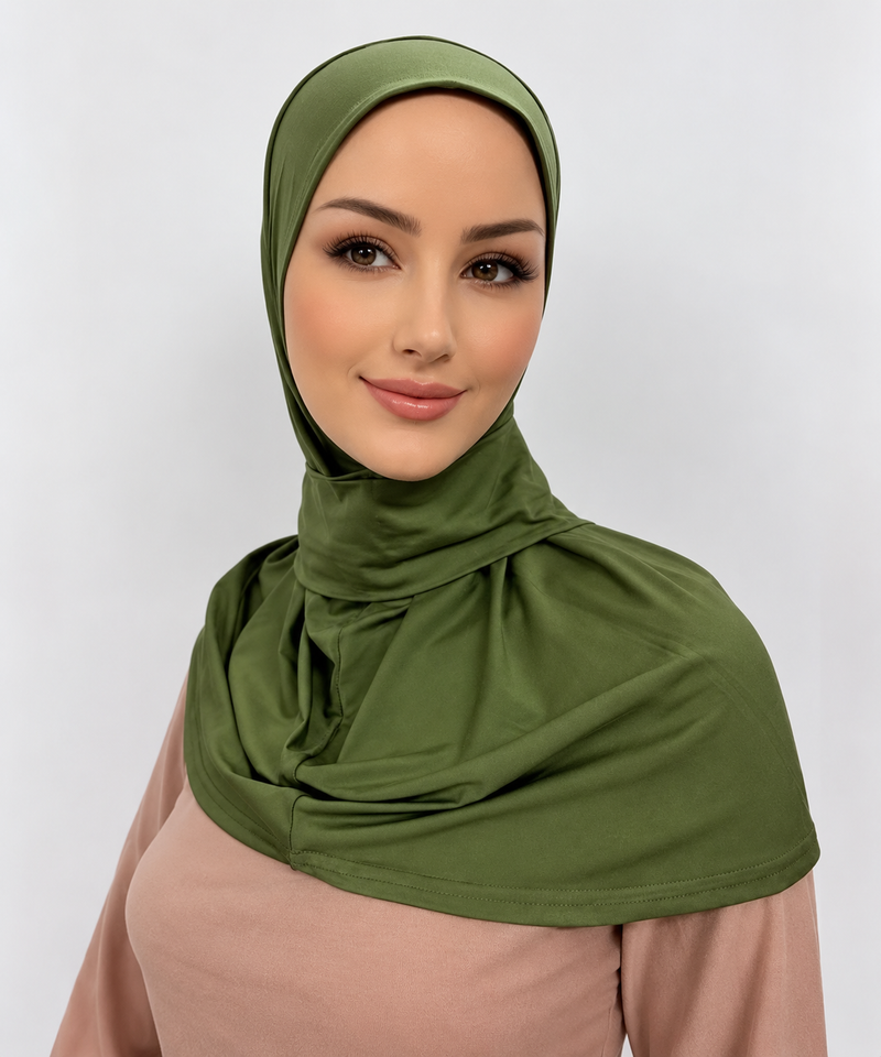 Cagoule sous-hijab longue avec bouton à pression