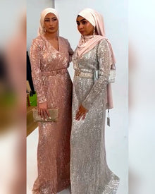 Robe Zahra scintillante à sequins avec ceinture pour mariage