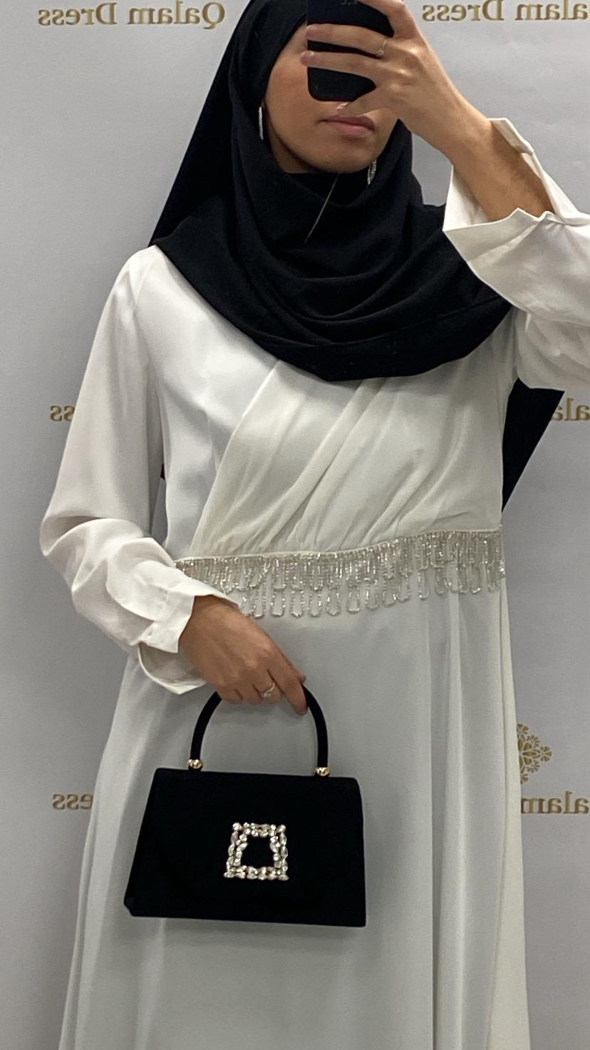 Robe blanche dubai khaleeji voile hijab longue soirée mastour boutique femmes musulmane 