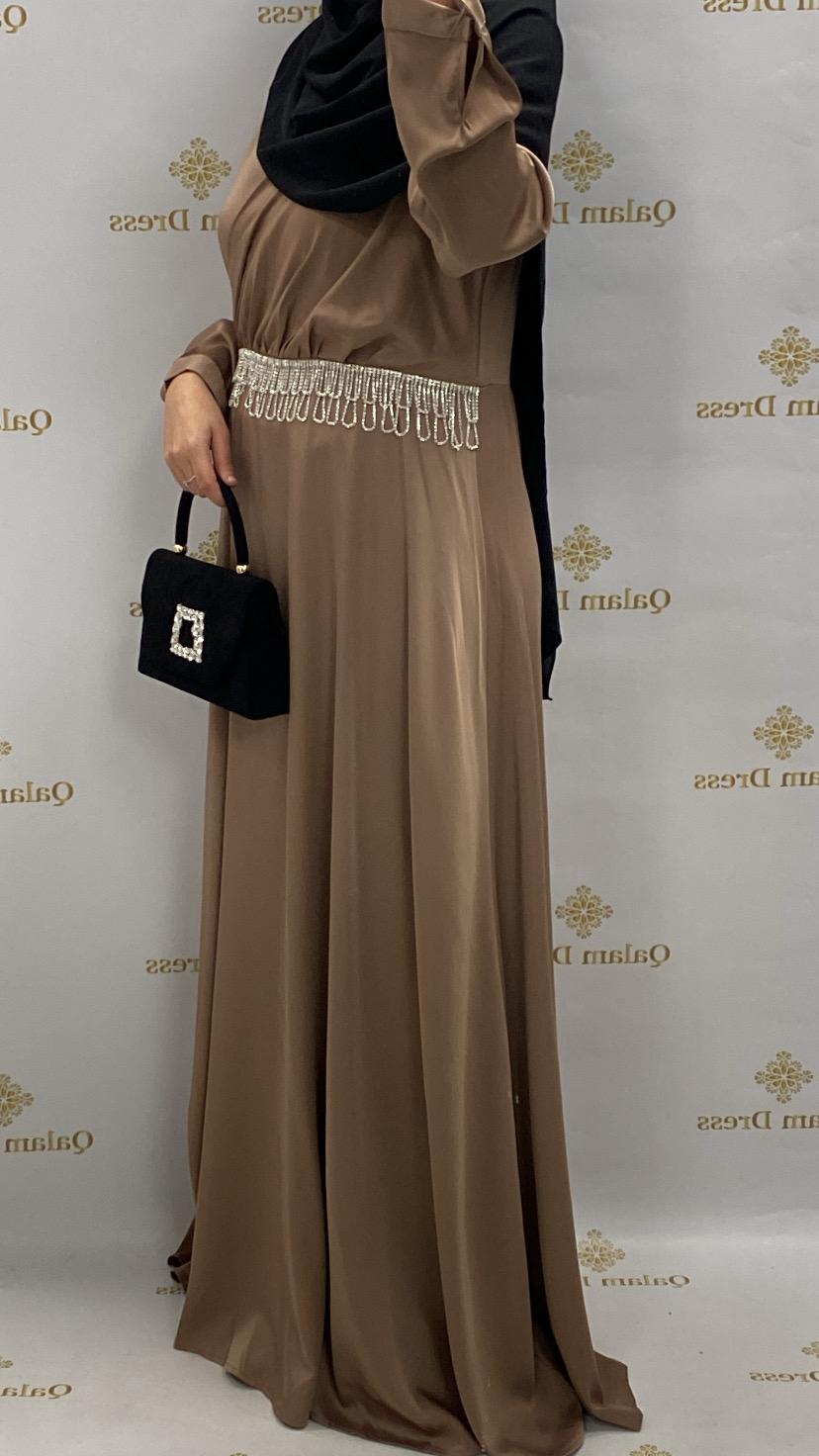 Robe du soir satin strass mariage hijab