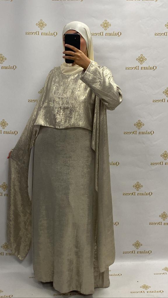 Robe soirée robe du soir dubai khaleeji mastour cape soirée mariage evenement abaya hijeb hijab tunique jilbeb mode modeste fashion qalam dress boutique musulmane femme voilées hijab france robe abaya blanche