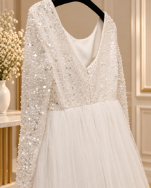 Robe de soirée blanche Loona scintillante, modèle de cérémonie
