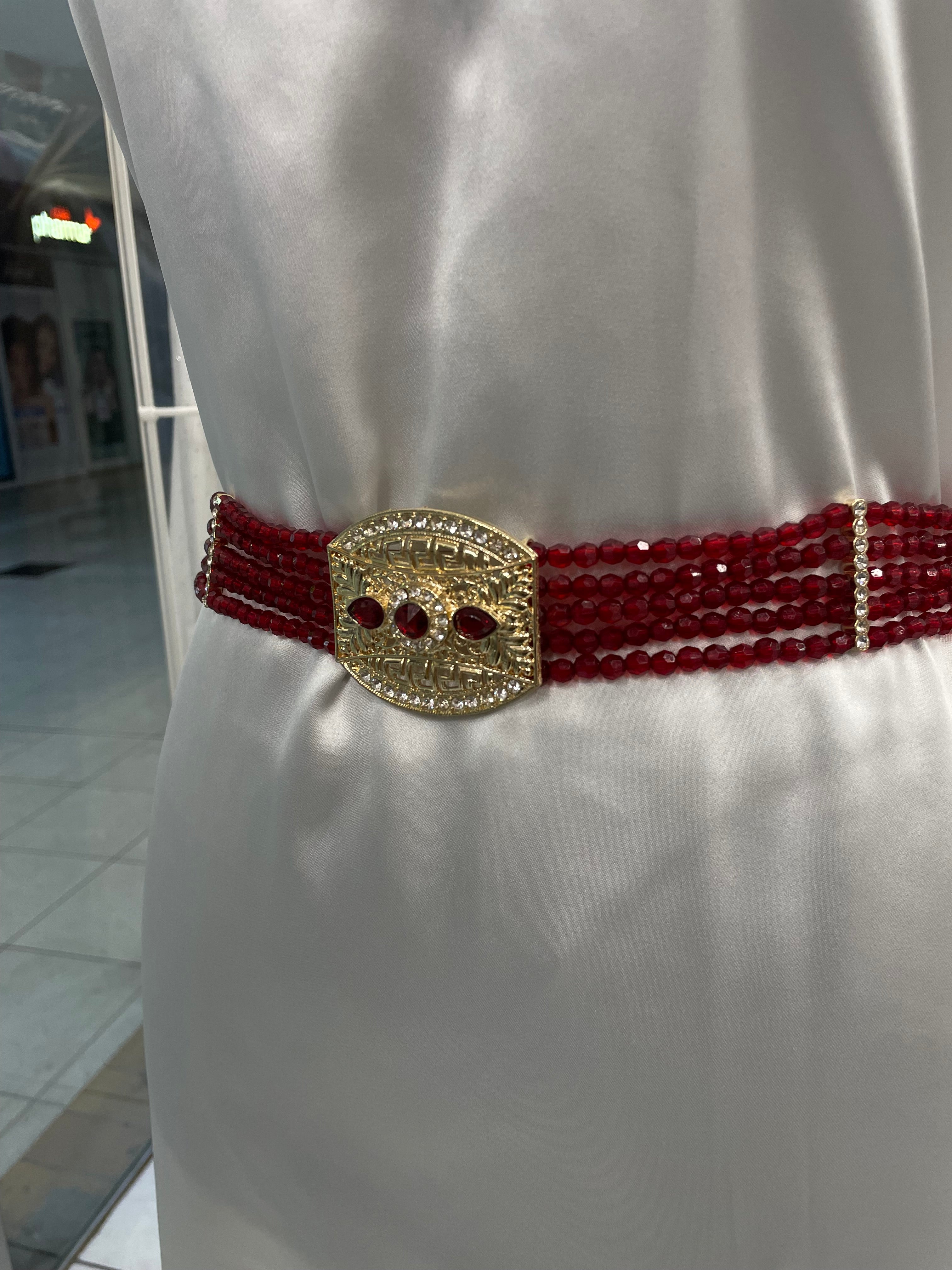 Ceinture de caftan orientale perles noir ou bourdeaux accessoires boutique de chez Qalam dress