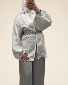 Ensemble gilet et pantalon brocard, de face