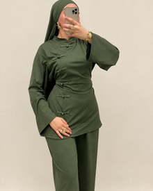 Burkini Nour, ensemble de bain avec pantalon et châle-hijab