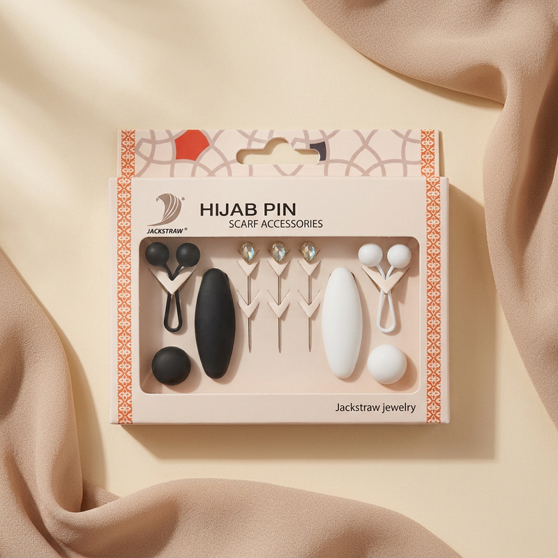 Coffret d’accessoires pour hijab – Noir & blanc