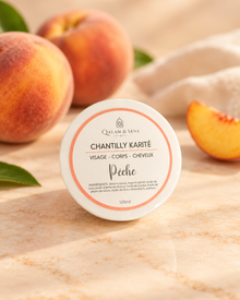 Chantilly karité pêche, vue dessus fond pêche