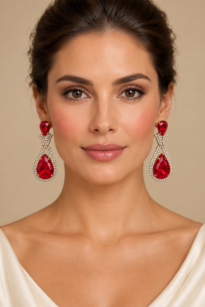 Boucles d’oreilles pendantes ÉCLAT Rouge