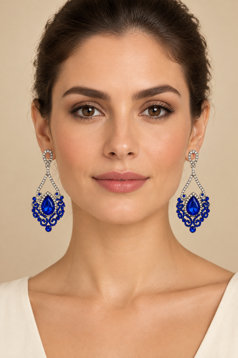 Boucles d’oreilles pendantes azur Bleu