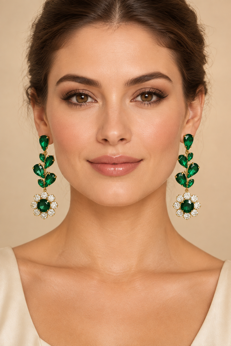 Boucles d’oreilles pendantes FLORA Vert