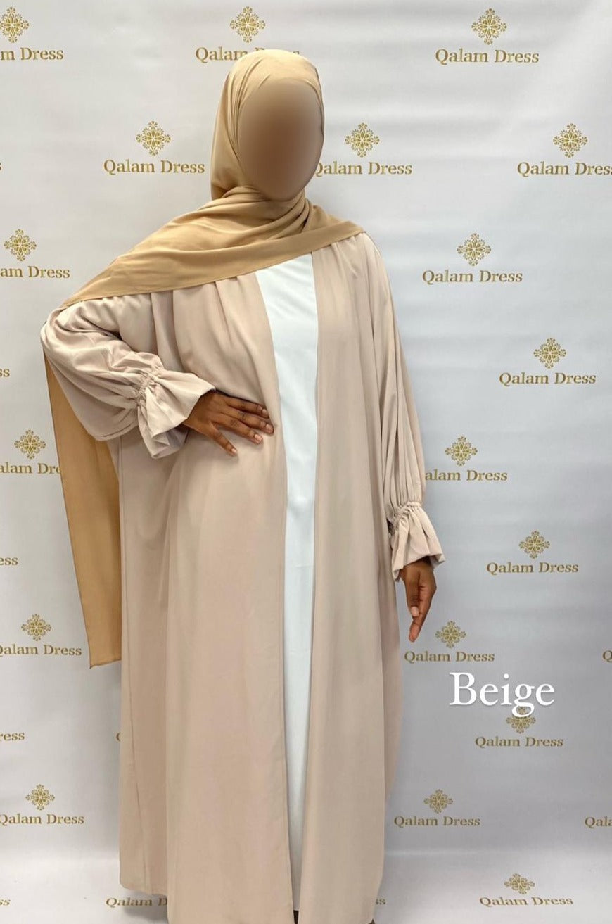 kimono soie de médine manche élastique abaya hijeb hijab tunique jilbeb mode modeste fashion qalam dress boutique musulmane femme voilées hijab france robe abaya blanche