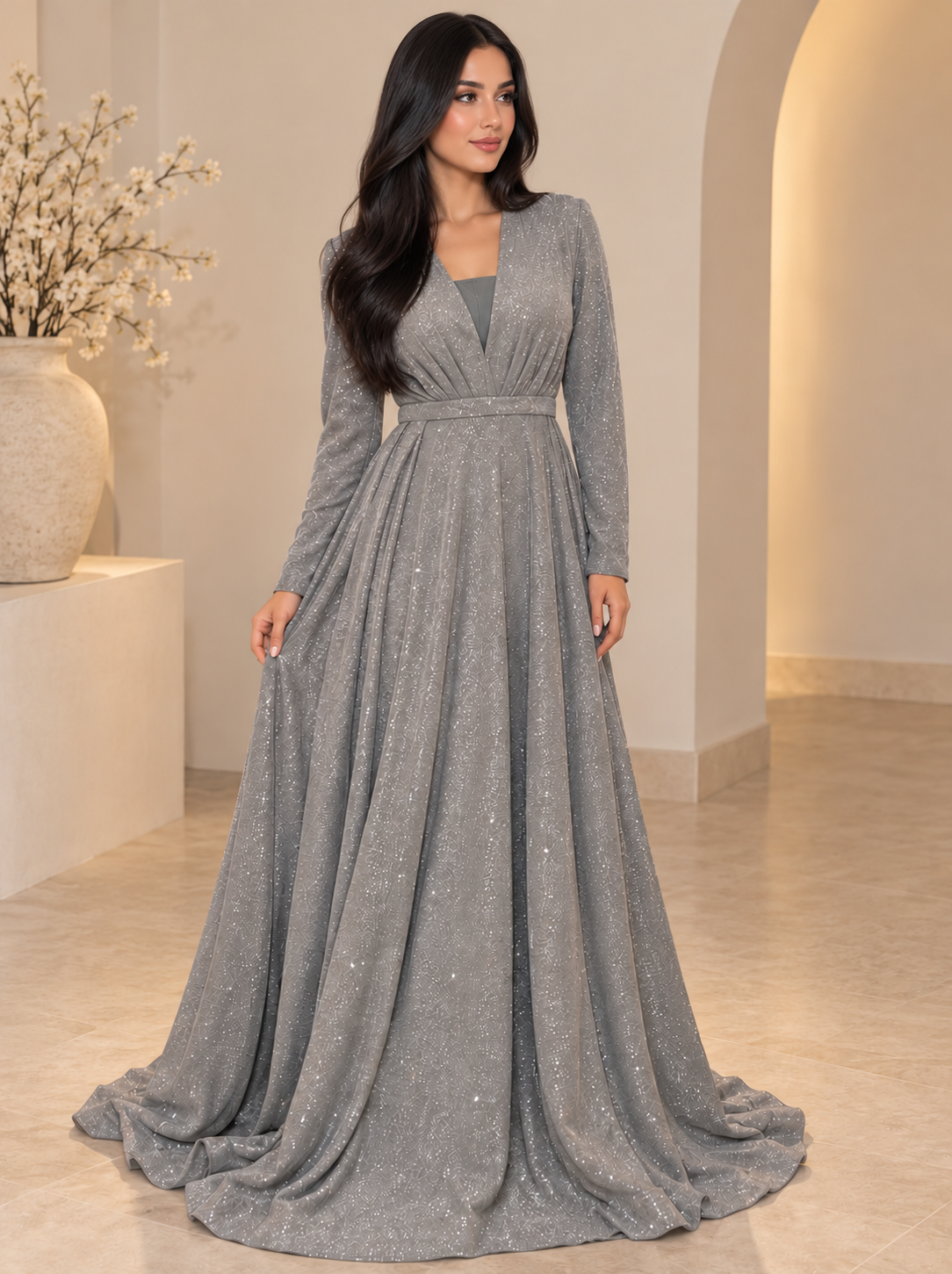 Robe de soirée Marwa à paillettes pour une cérémonie