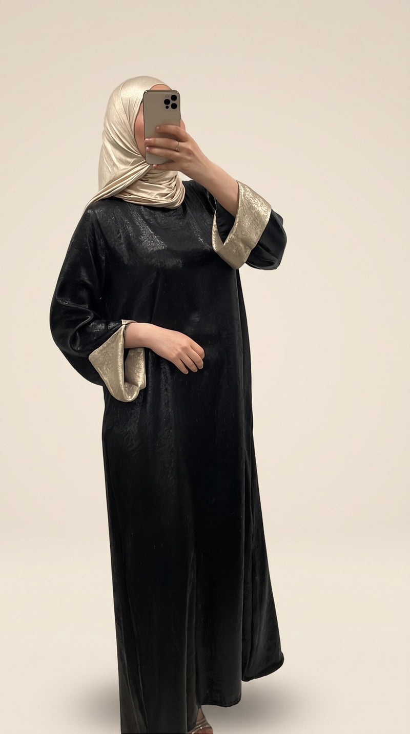 Abaya pailletée manches bi-color