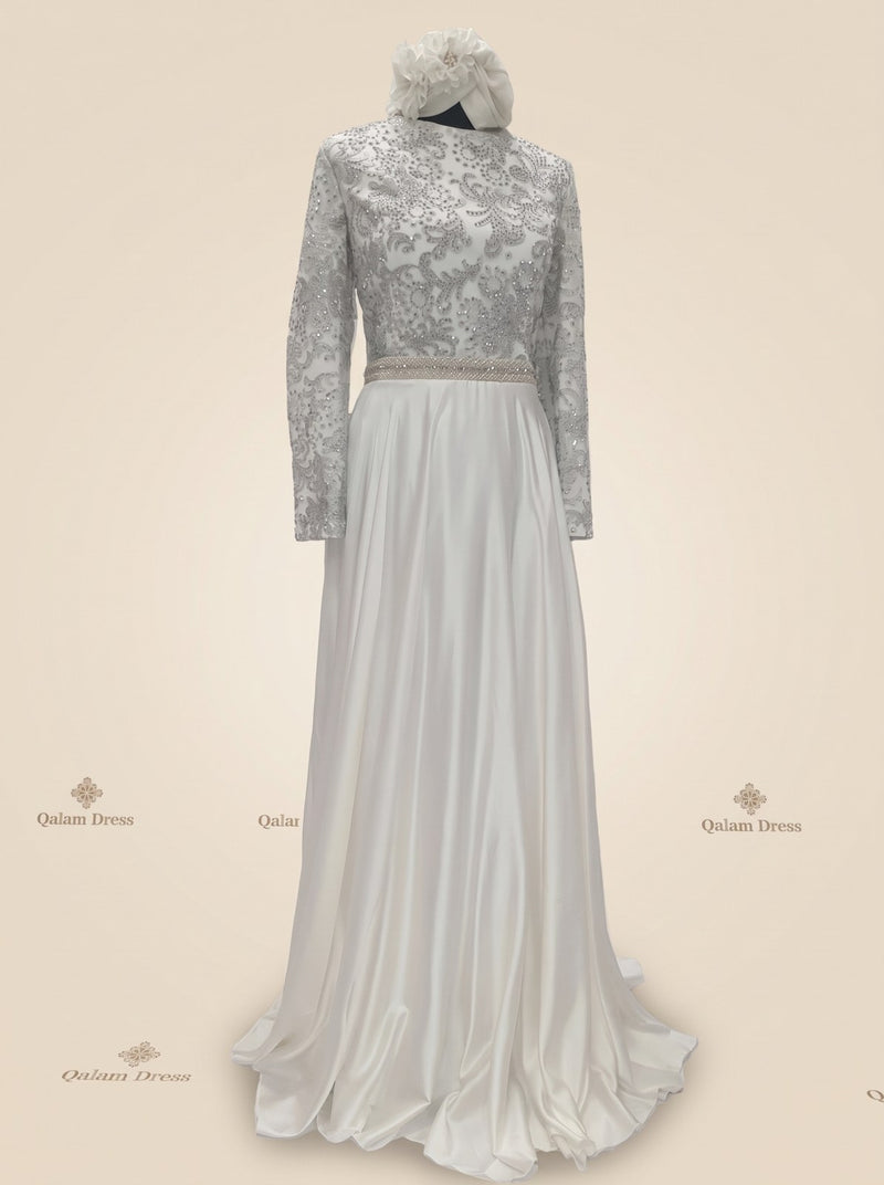 Robe de soirée Sanaa satin blanc
