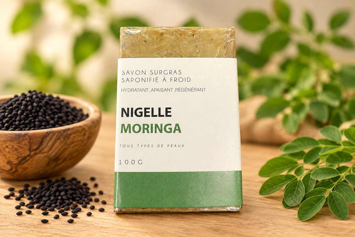 Savon nigelle moringa - vue face, nouveau fond