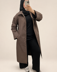 Trench long, photo 2 avec fond kimono