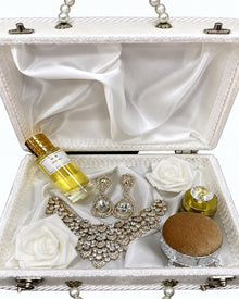 Valise coffret à bijoux en velours – présentation Qalam Dress