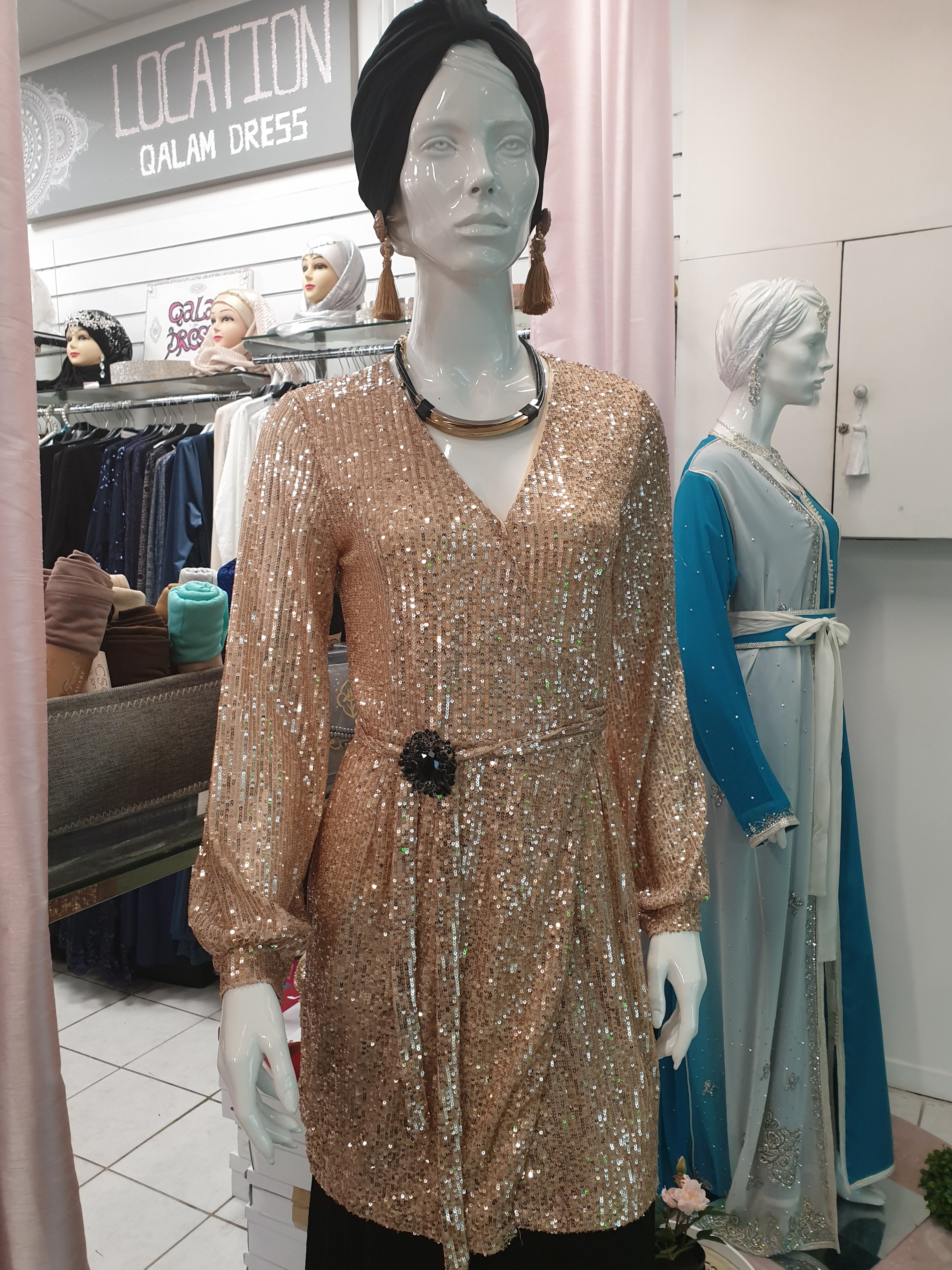 TUNIQUE GOLD SEQUIN- Tendance Hijab