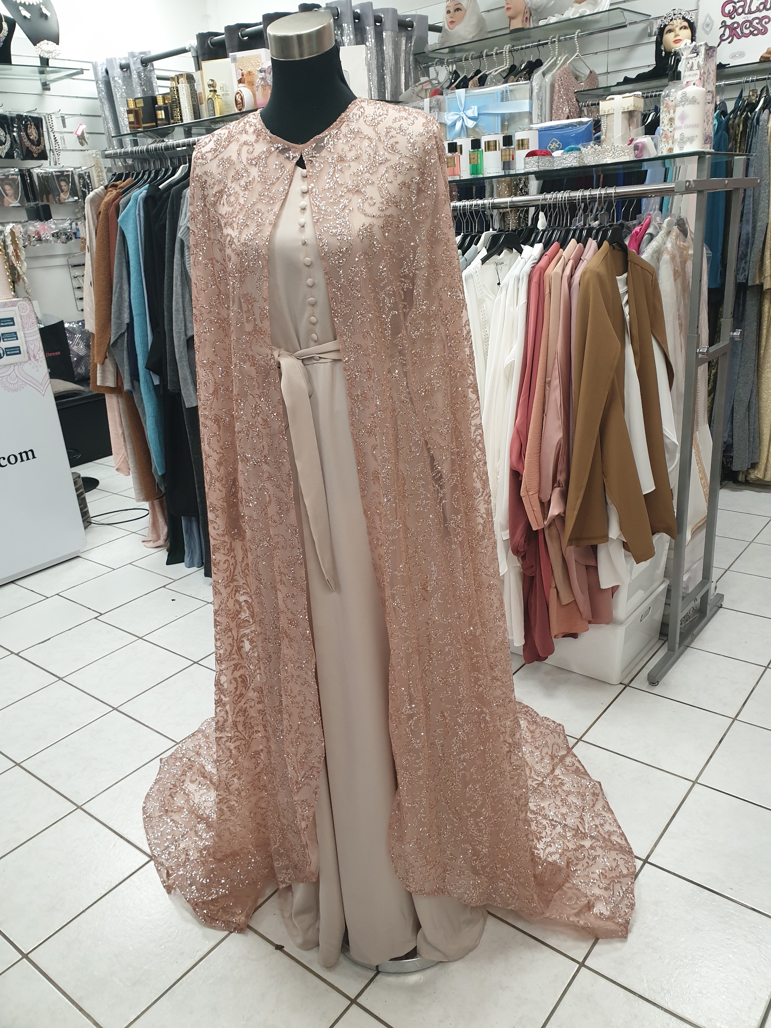 Cape brillante hijab mariage robe de soirée mariage parfaite pour mariée pour remplir les tenue qalam dress robe de soirée prêt porter tunique abaya hijab jilbeb vetement femme musulmane 