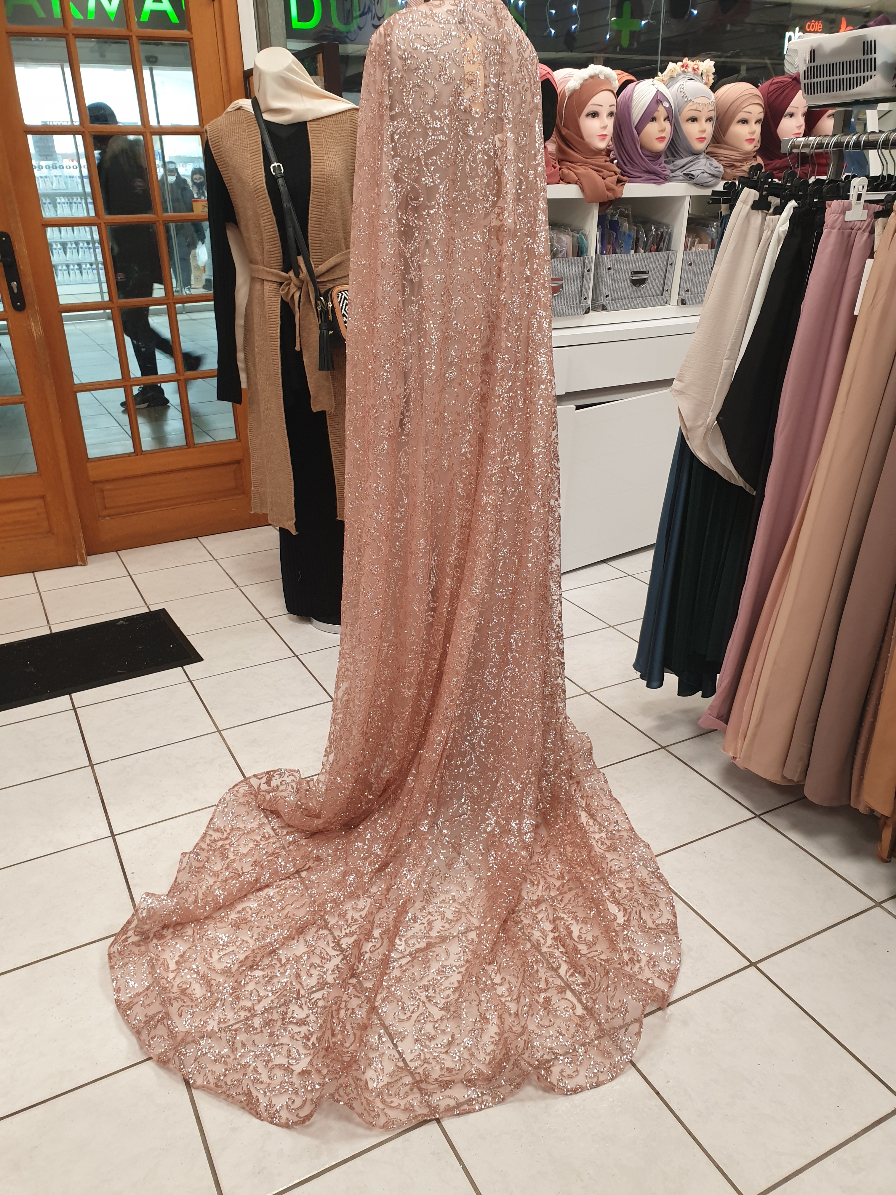 Cape brillante hijab mariage robe de soirée mariage parfaite pour mariée pour remplir les tenue qalam dress robe de soirée prêt porter tunique abaya hijab jilbeb vetement femme musulmane 