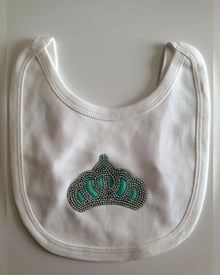 Bavoir bébé turquoise avec satin et strass