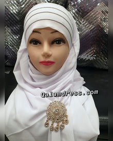 Broche à strass Yamina Doré bronze ou argenté attache hijab robe ou tenue boutique qalam dress boutique 