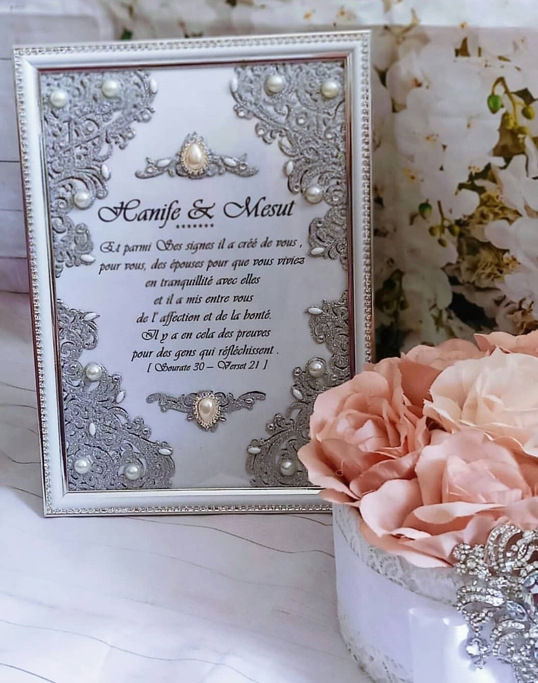 CADRE ÉPOUX PERSONNALISÉ PRÉNOMS - CADEAU DE MARIAGE NIKKAH