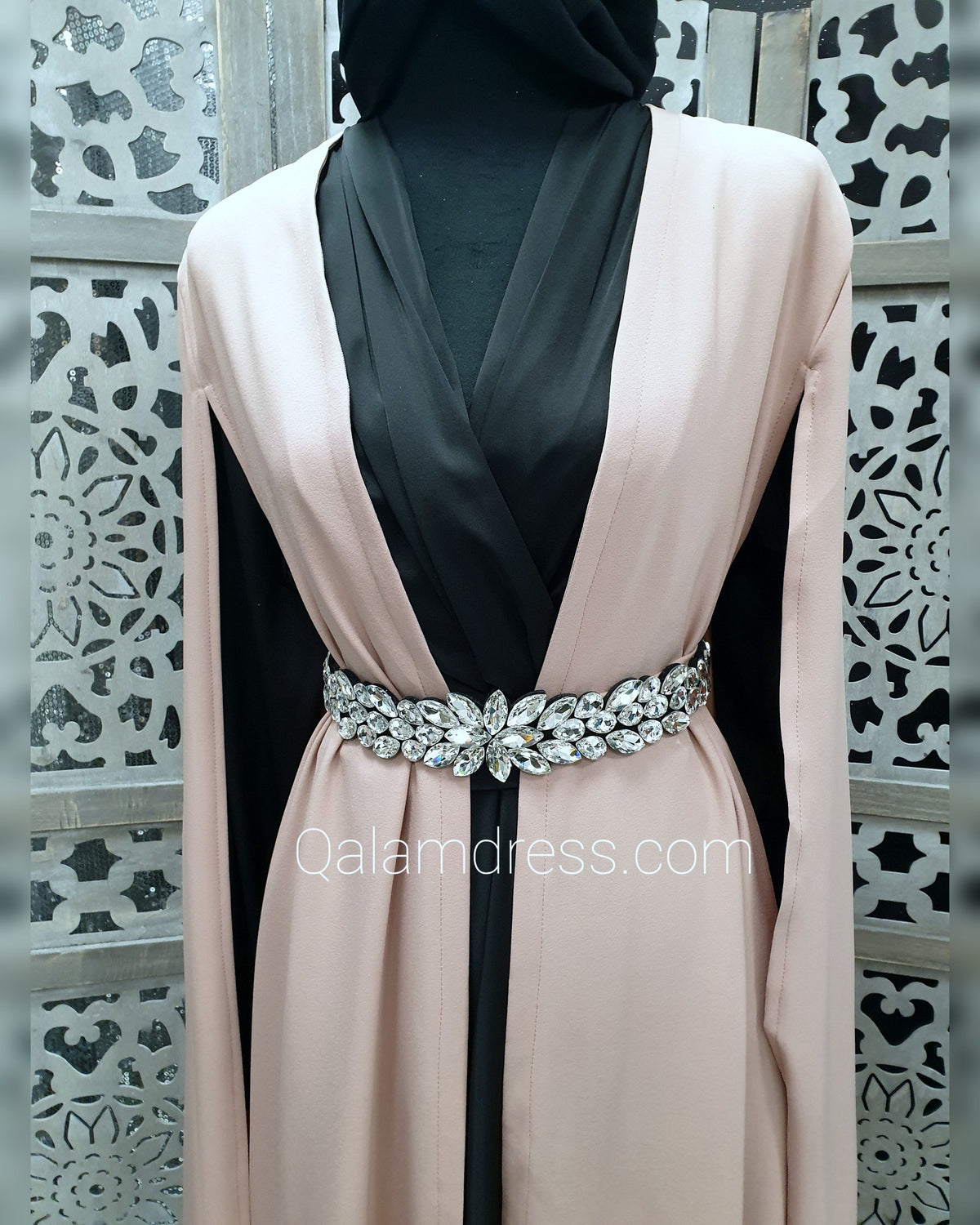 Ceinture Sarah Luxury pour caftan avec tissu blanc et noir et pierres strassées
