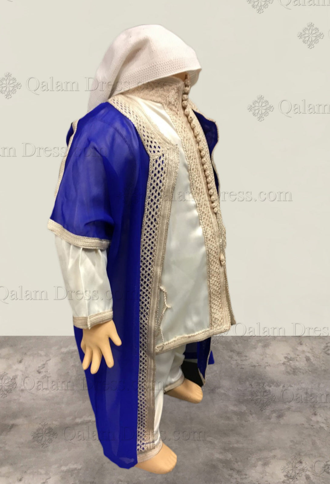 ensemble 3 pièces bleu roi abaya hijab tunique jilbeb mode modeste fashion boutique musulmane femmes voilées