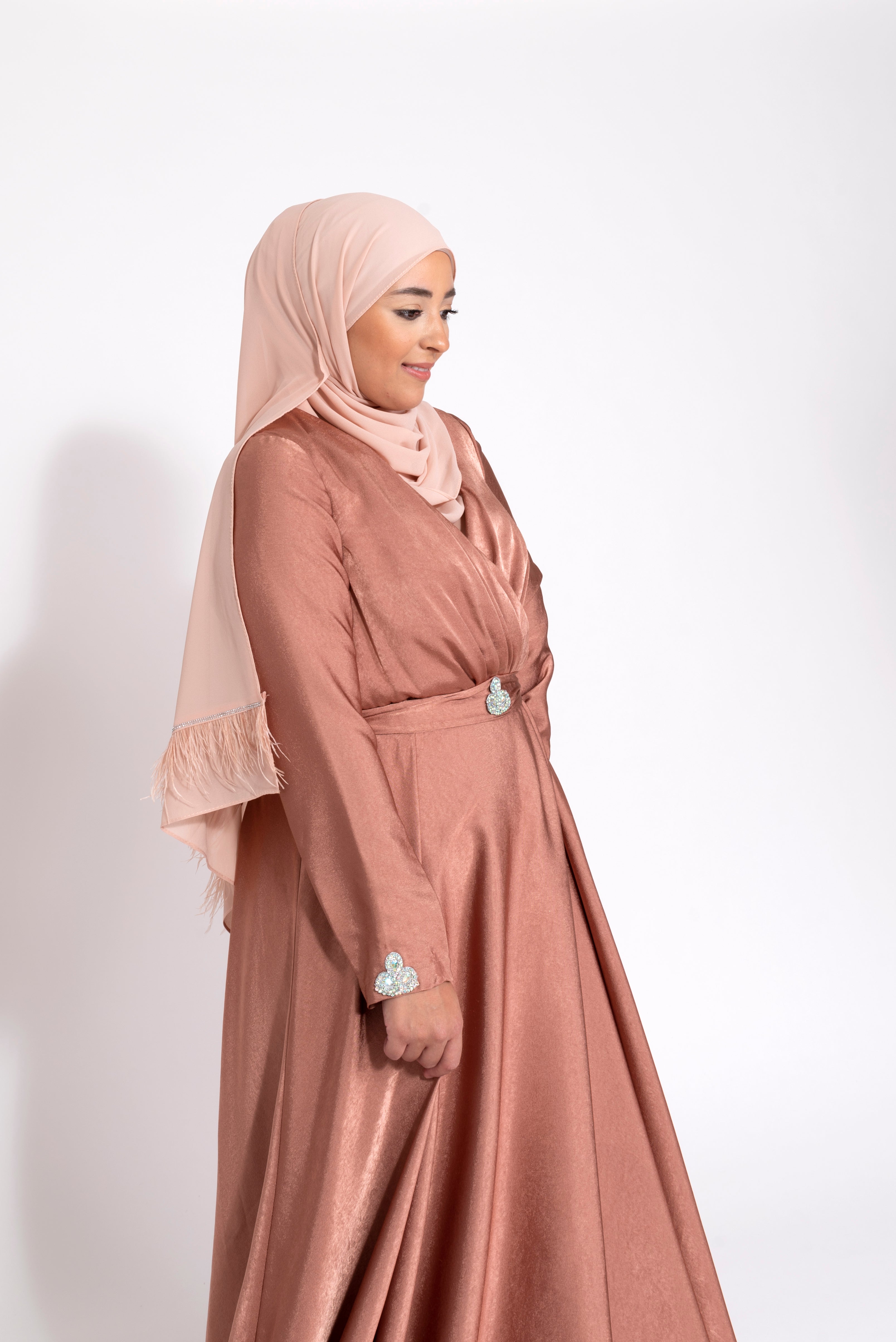 Robe du Soir Shiny Création Satin Rouille Nude